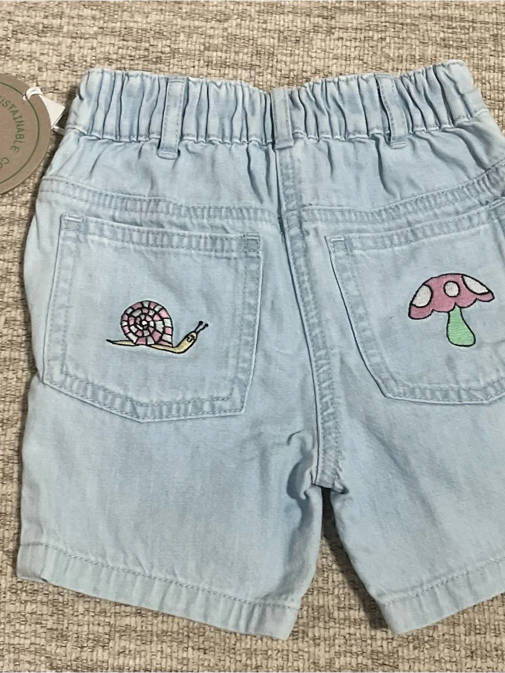 Stella McCartney Light Blue Embroidered Denim Shorts